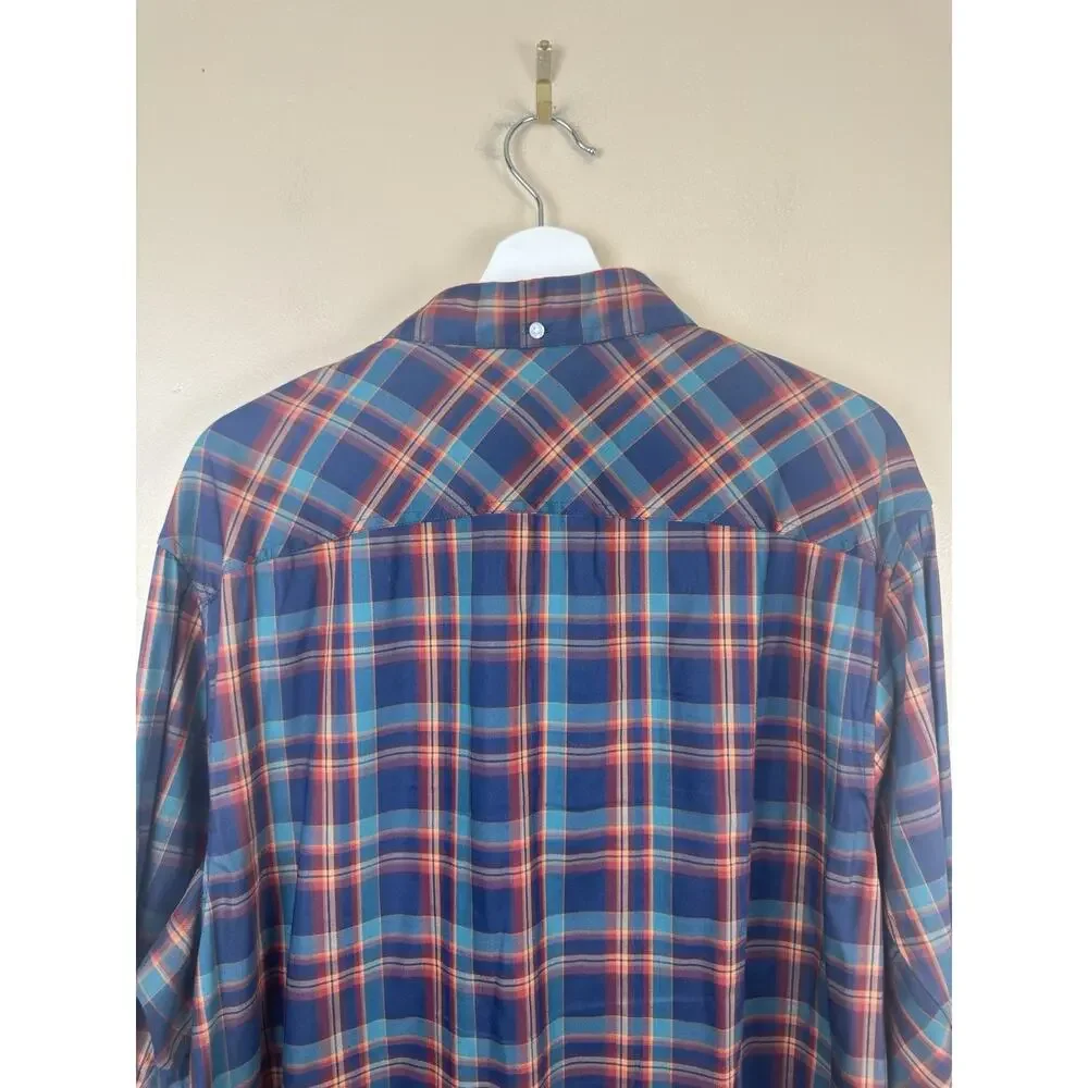 Duluth Trading Co Men’s L Green Orange Blue Free Swingin Untucked Standard Fit - Picture 6 of 13